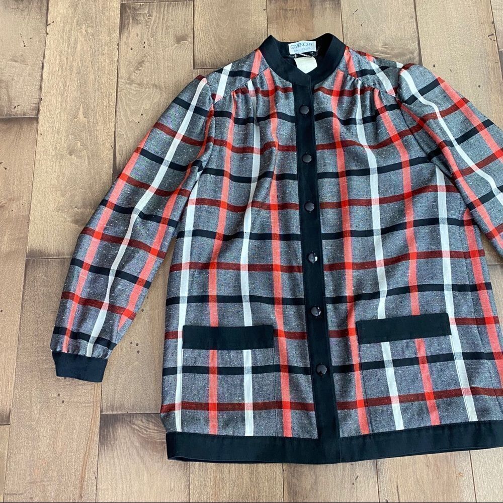 Givenchy en Plus Plaid Button Down Blouse Shirt